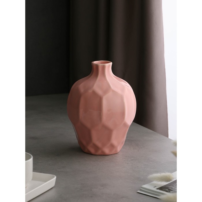 Ваза настольная «Созвездие», h=21 см, цвет розовый, керамика, Иран