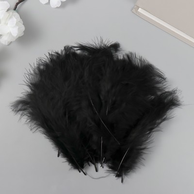 Перо декоративное гусиное пуховое "Чёрное" набор 100 шт h=10-15 см