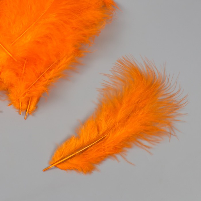 Перо декоративное гусиное пуховое "Оранжевое" набор 40 шт h=10-15 см