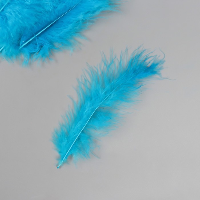 Перо декоративное гусиное пуховое "Голубое озеро" набор 40 шт h=10-15 см