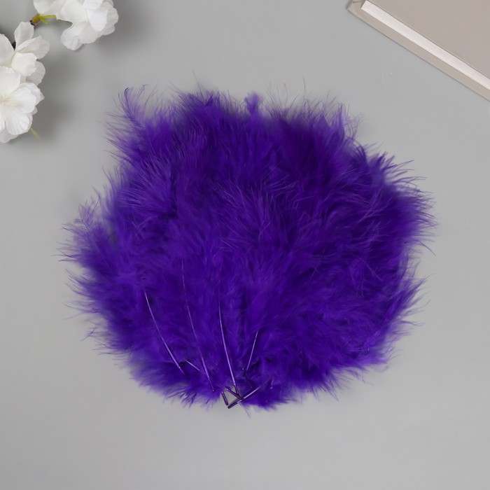 Перо декоративное гусиное пуховое "Фиолетовое" набор 40 шт h=10-15 см