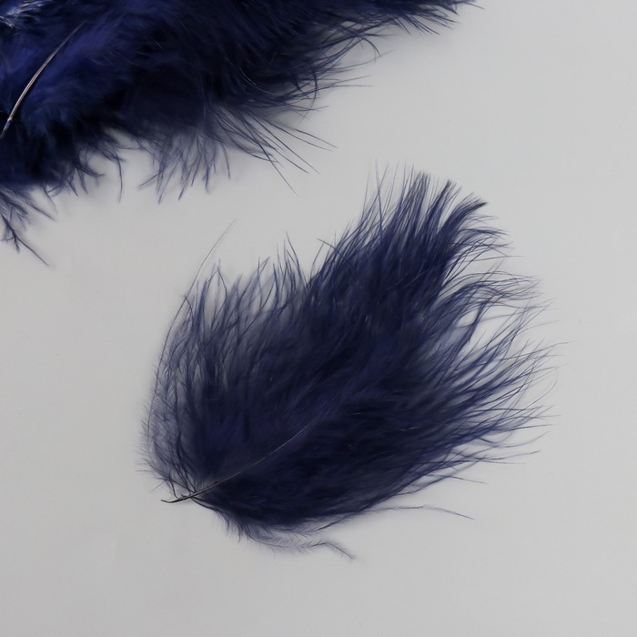 Перо декоративное гусиное пуховое "Тёмно-синий" набор 40 шт h=10-15 см