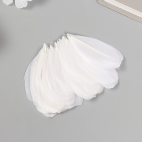 Перо декоративное гусиное "Белое" в форме листа набор 40 шт h=5-7 см