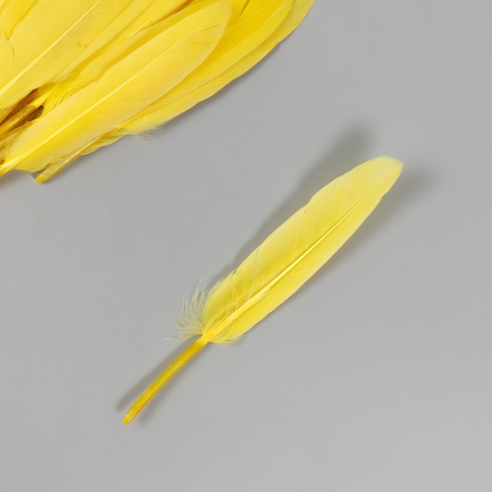 Перо декоративное гусиное "Ярко-жёлтое" набор 30 шт h=10-12 см