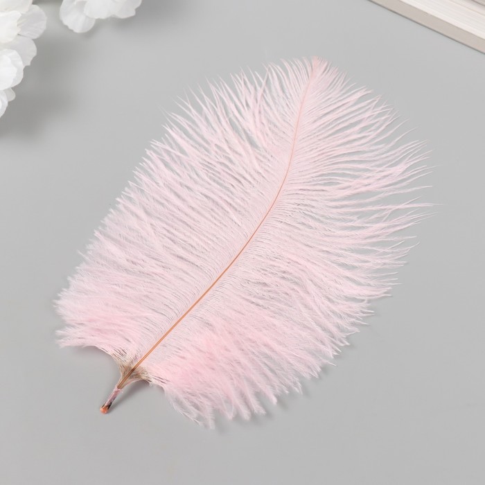Перо декоративное страуса "Розовый зефир" h=15-20 см - Фото 1