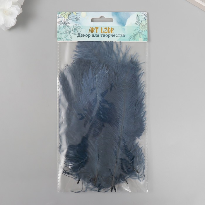 Перо декоративное страуса "Синяя ночь" h=15-20 см