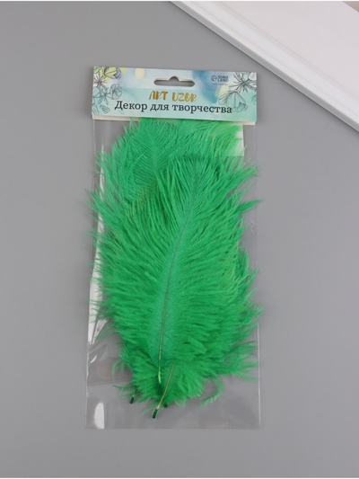 Перо декоративное страуса "Хвоя" h=15-20 см