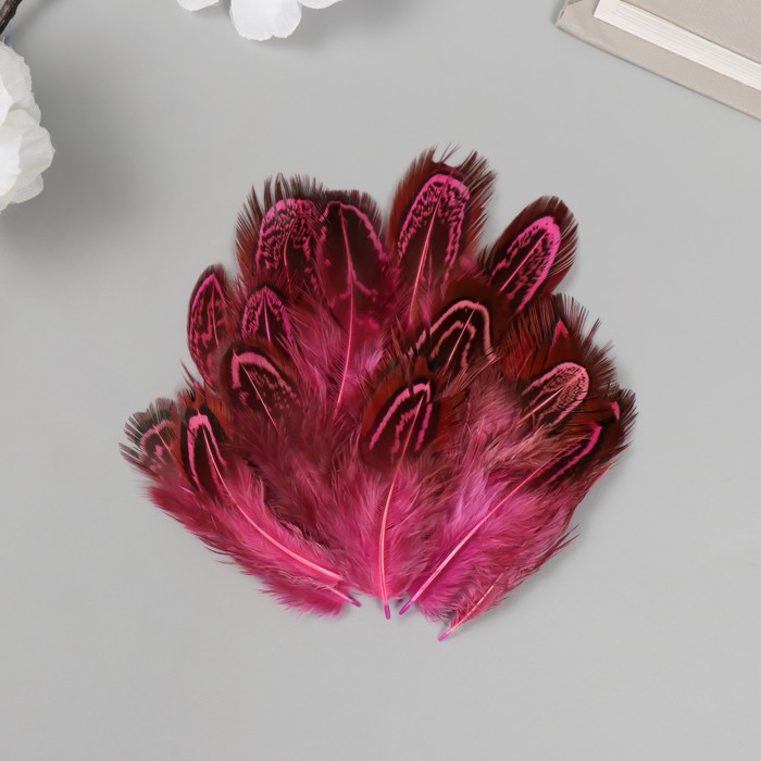 Перо декоративное фазана "Рябь. Розовая" набор 20 шт h=5-7 см - Фото 1