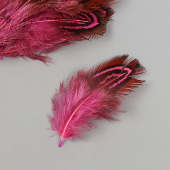 Перо декоративное фазана "Рябь. Розовая" набор 20 шт h=5-7 см