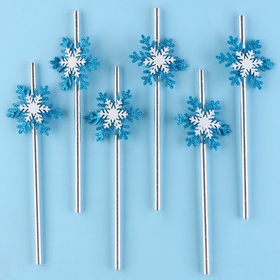 Трубочка двойная снежинка, набор 6 штук (комплект 2 шт)