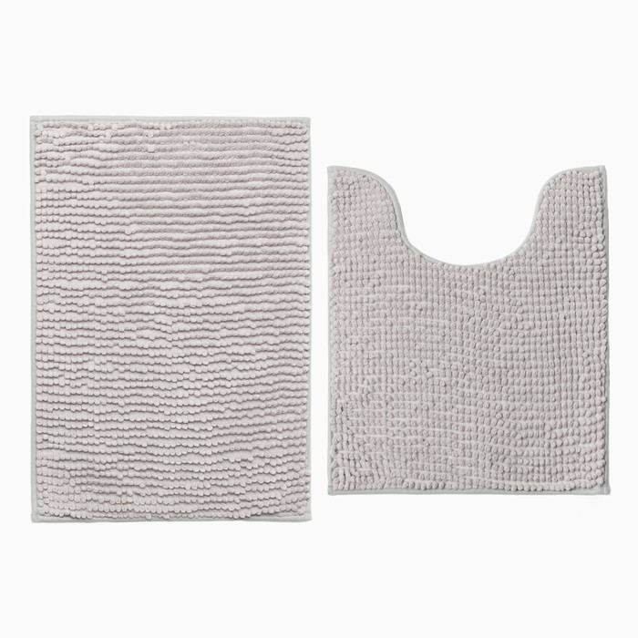 Набор ковриков для ванной Этель Букли цвет серый 2 шт, 38х58 см, 48х38 см - Фото 1