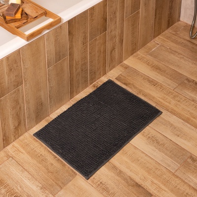 Коврик для ванной «Этель. Букли», 38×58 см, тёмно-серый