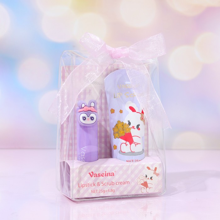 Набор виноградный: скраб для губ и вазелин для губ - Фото 1