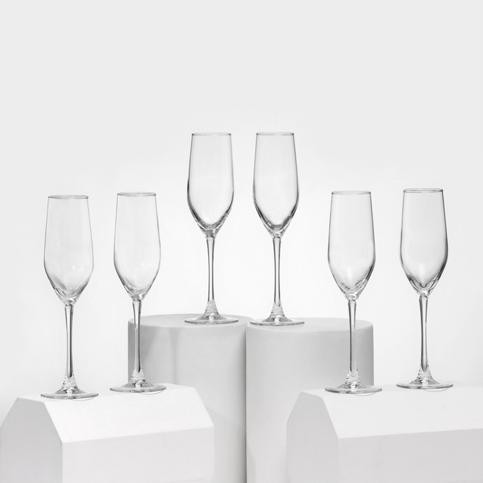 Набор стеклянных бокалов для шампанского «Селест», 160 мл, 6 шт - Фото 1