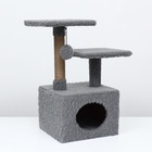 Домик-когтеточка 2-х ур. квадратный с 2-мя квадратными полками, 53×35×65 см, серый - Фото 2