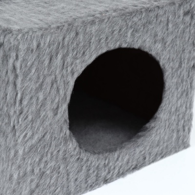 Домик-когтеточка, 53×35×65 см, квадратный, 2 уровня, серый