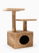 Домик-когтеточка, 53×35×65 см, 2 уровня, квадратные полки, бежевый - Фото 2