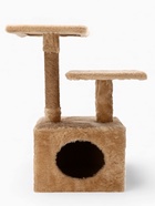 Домик-когтеточка, 53×35×65 см, 2 уровня, квадратные полки, бежевый - Фото 3