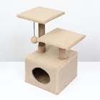 Домик-когтеточка 2-х ур. квадратный с 2-мя квадратными полками, 53×35×65 см, бежевый - Фото 4