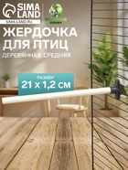Жёрдочка для птиц «Пижон», 21×1.2 см, средняя, дерево, бежевая - Фото 1