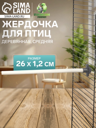 Жёрдочка для птиц «Пижон», 26×1.2 см, средняя, дерево, бежевая
