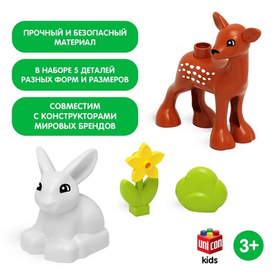 Конструктор UNICON «Оленёнок и зайка», 5 деталей