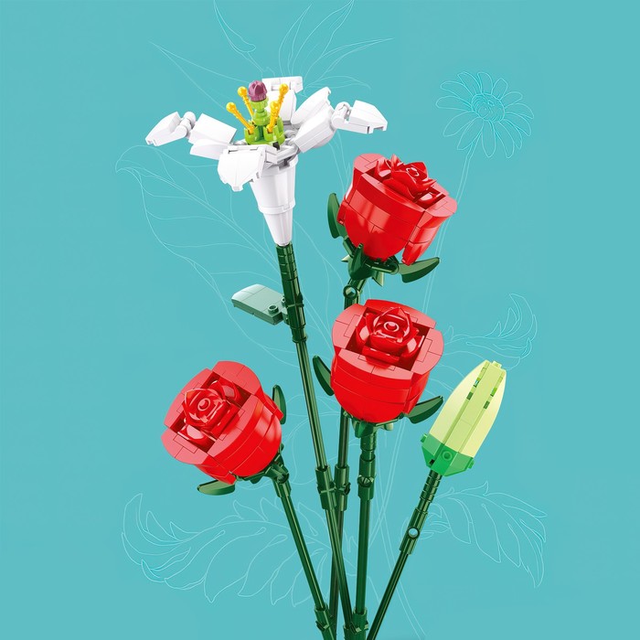 Конструктор «Цветы. Букет роз», 267 деталей - фото 1906501372