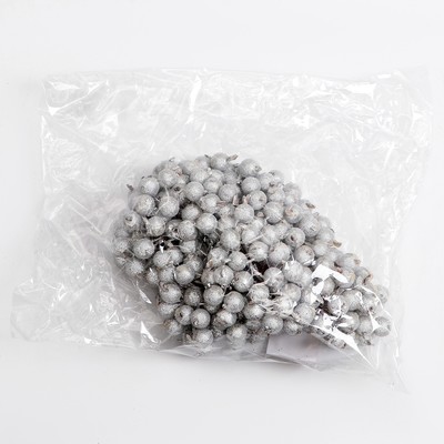 Декоративные ягодки, серебряные, 7×6×7 см, 40 ягод
