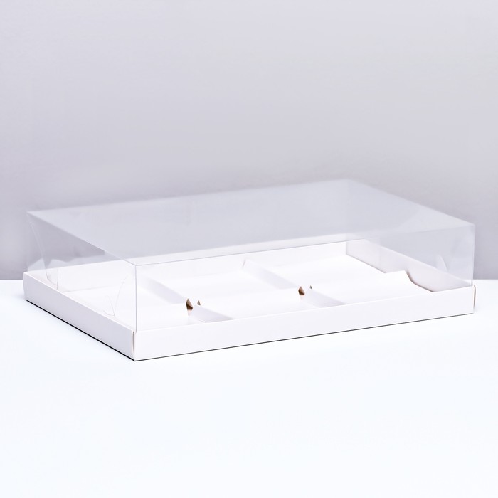 Коробка для муссовых пирожных 6 штук, 26x17x6 Белый - Фото 1