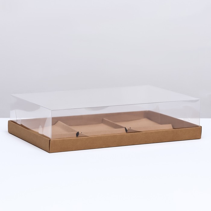 Коробка для муссовых пирожных 6 штук, 26x17x6 Крафт - Фото 1