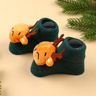 Подарочный набор новогодний «Оленята», браслеты- погремушки, носочки - погремушки, зеленый, Крошка Я - Фото 7