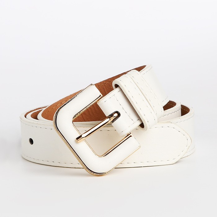 Ремень женский, ширина 3 см, винт, пряжка со вставкой, цвет белый - Фото 1