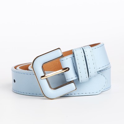 Ремень женский, ширина 3 см, винт, пряжка со вставкой, голубой