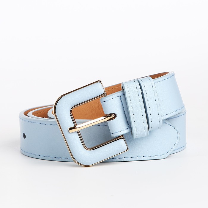 Ремень женский, ширина 3 см, винт, пряжка со вставкой, голубой - Фото 1