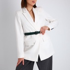 Ремень женский, 105×3 см, пряжка-затяжка из тёмного металла, зелёный 9865588