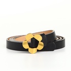 Ремень женский тонкий, 105×1 см, пряжка-затяжка металл, золотистая, чёрный - Фото 5