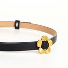 Ремень женский тонкий, 105×1 см, пряжка-затяжка металл, золотистая, чёрный - Фото 7