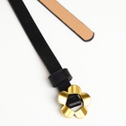 Ремень женский тонкий, 105×1 см, пряжка-затяжка металл, золотистая, чёрный - Фото 8