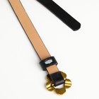 Ремень женский тонкий, 105×1 см, пряжка-затяжка металл, золотистая, чёрный - Фото 3
