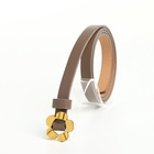 Ремень женский тонкий, 105×1 см, пряжка-затяжка металл, золотистая, коричневый - Фото 4