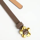 Ремень женский тонкий, 105×1 см, пряжка-затяжка металл, золотистая, коричневый - Фото 8