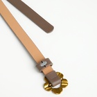 Ремень женский тонкий, 105×1 см, пряжка-затяжка металл, золотистая, коричневый - Фото 3