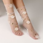 Карнавальный аксессуар- носки, цвет белый, цветы - фото 11732385