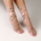 Карнавальный аксессуар- носки, цвет белый, цветы розовые - фото 292983404