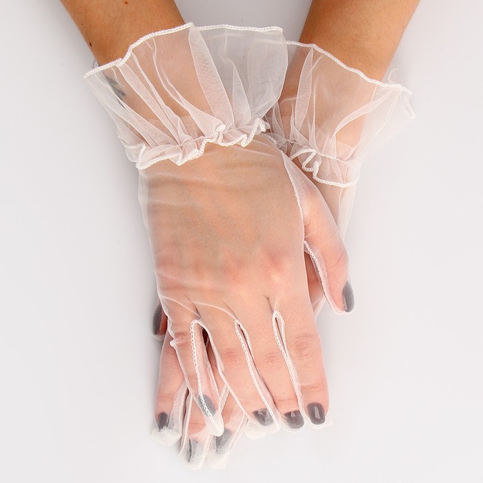 Карнавальный аксессуар - перчатки прозрачные с юбочкой, цвет белый - фото 1906501701