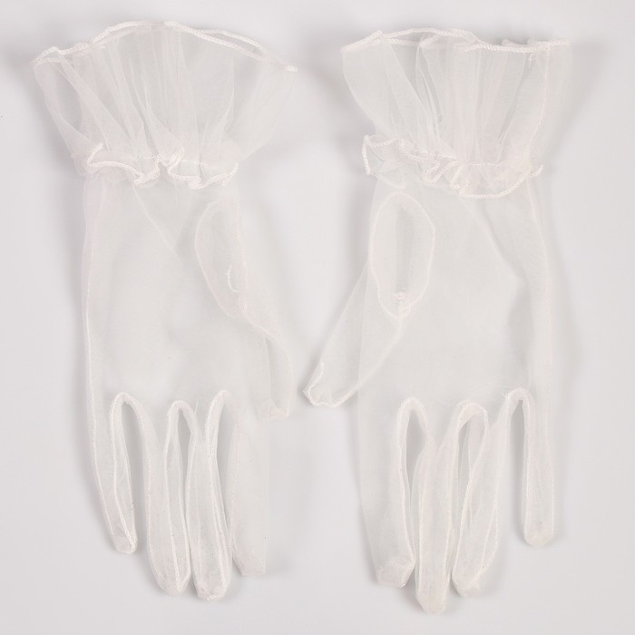 Карнавальный аксессуар - перчатки прозрачные с юбочкой, цвет белый - фото 1906501703
