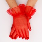 Карнавальный аксессуар - перчатки прозрачные с юбочкой, цвет красный - фото 11732402