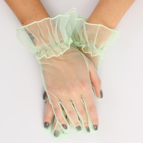 Карнавальнеый аксессуар- перчатки прозрачные с юбочкой, цвет зеленый