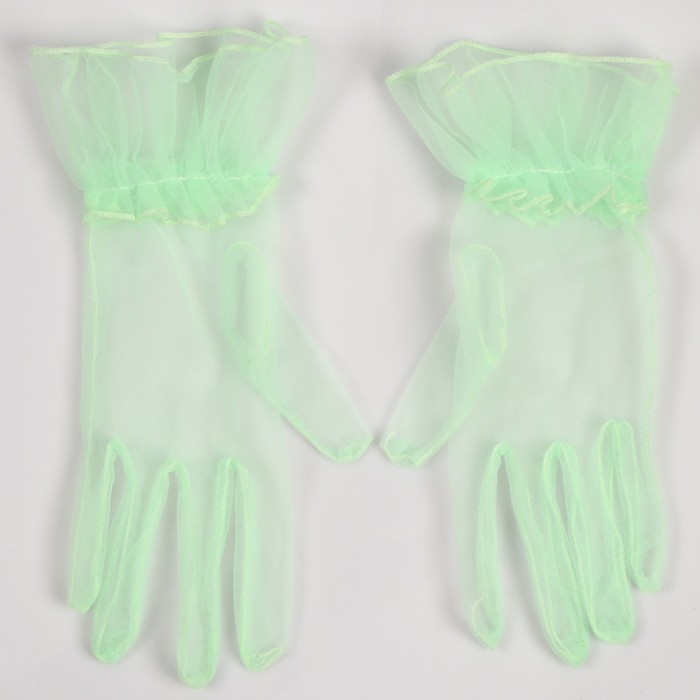 Карнавальный аксессуар - перчатки прозрачные с юбочкой, цвет зеленый - фото 1906501707