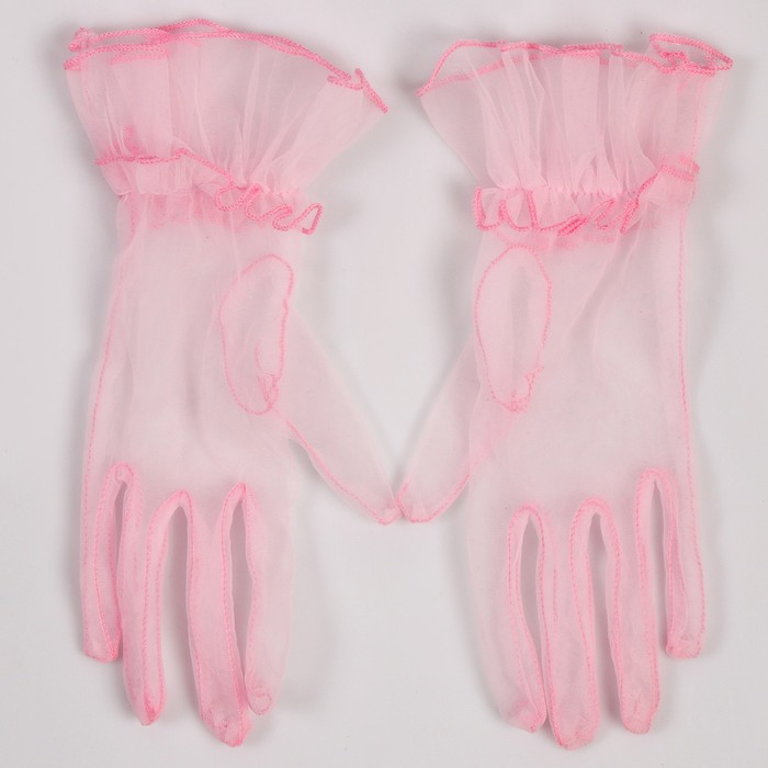 Карнавальный аксессуар - перчатки прозрачные с юбочкой, цвет розовый - фото 1906501711